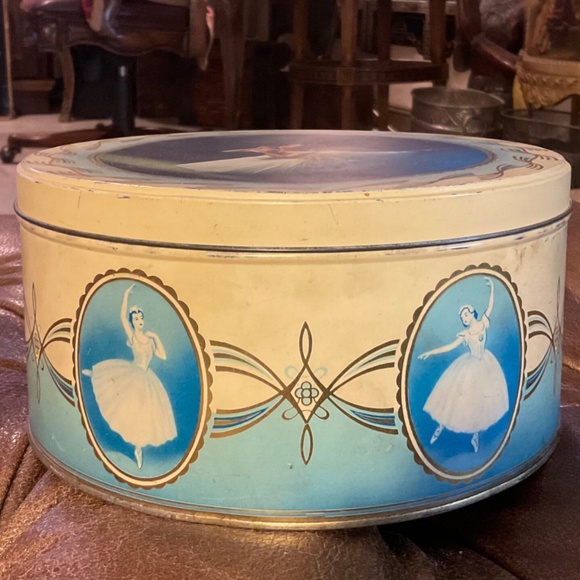 Vintage Jacob & Co Ballerina Ballet Biscuit Tin Rare Empty Round 8” X 4” England - Picture 6 of 8
